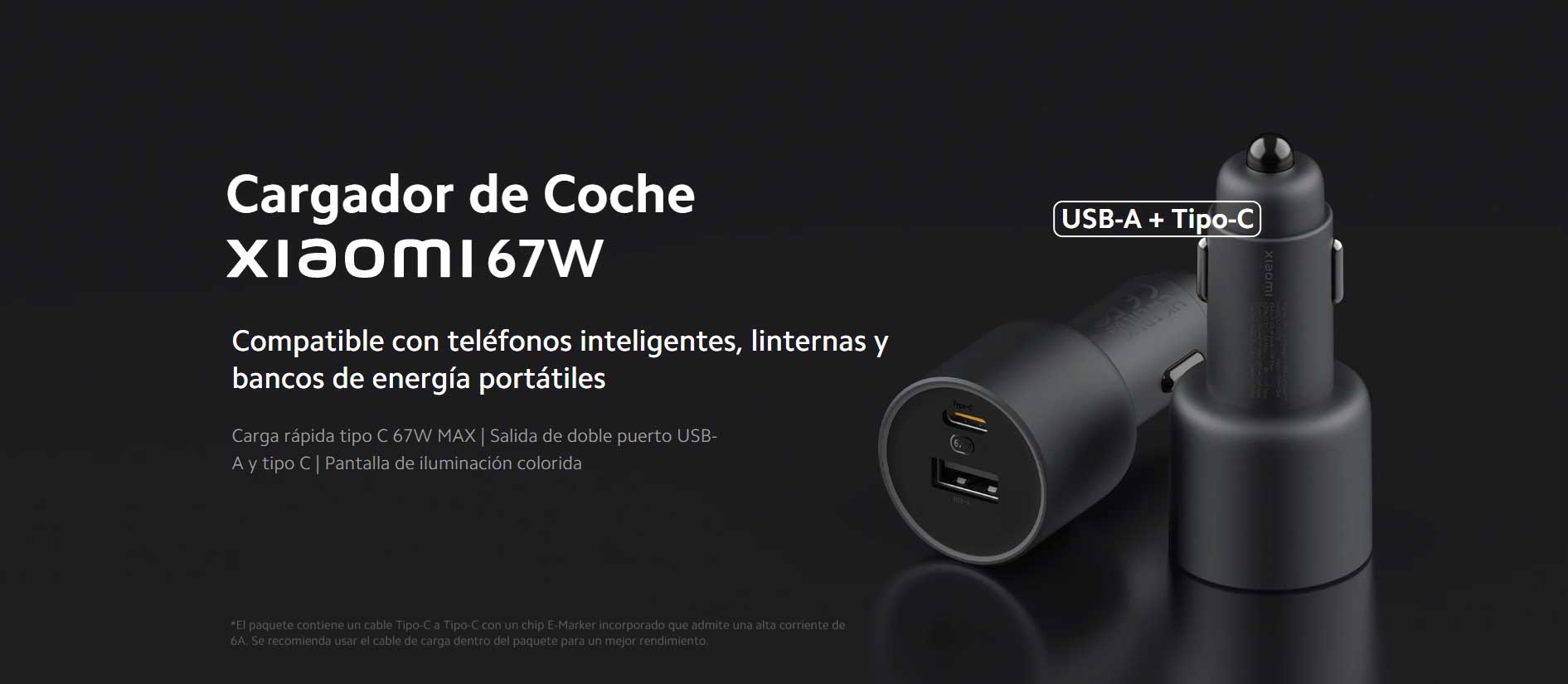 Xiaomi 67W Car Charger (USB-A + Type-C) - Mi Uruguay